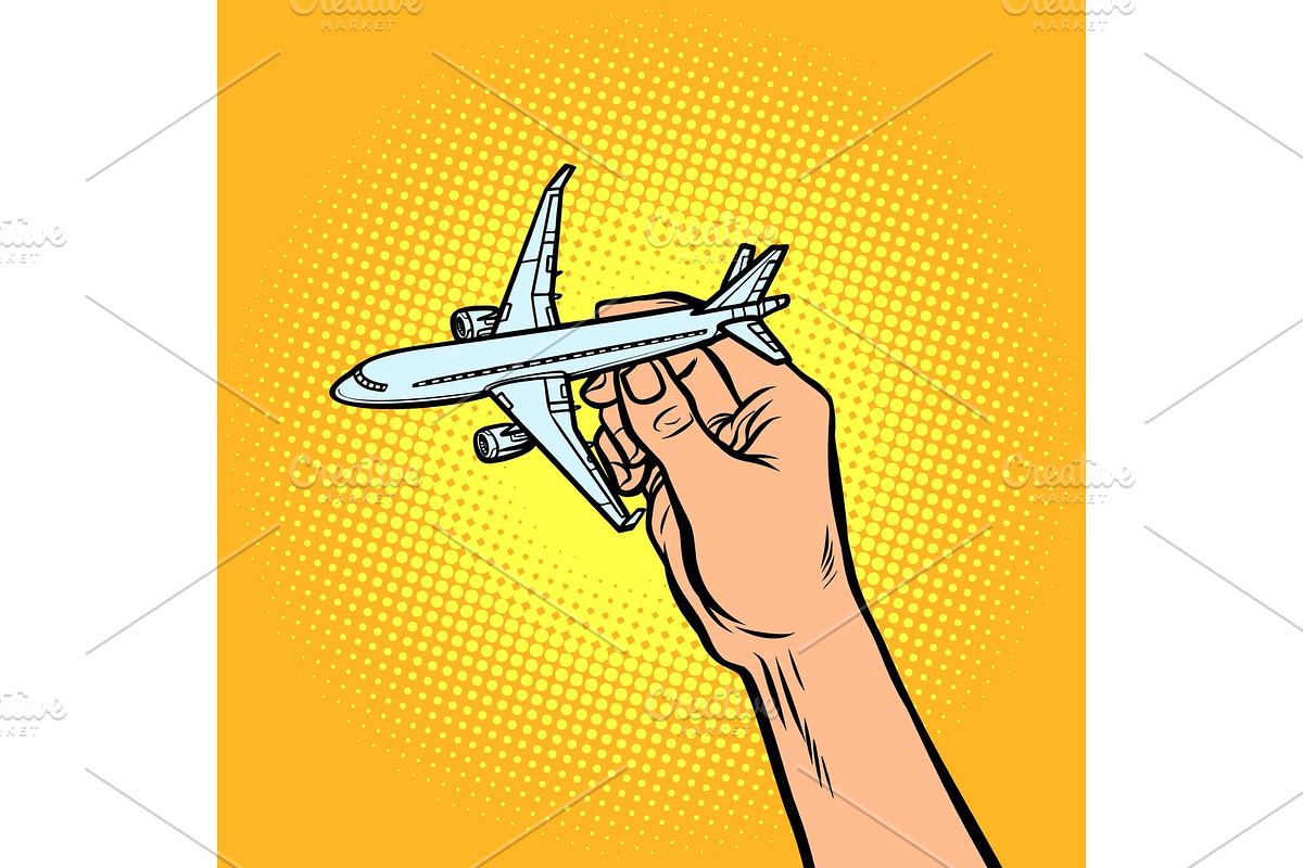 passenger plane in hand. metaphor of in Illustrations - product preview 8