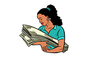 african woman loves money. isolate