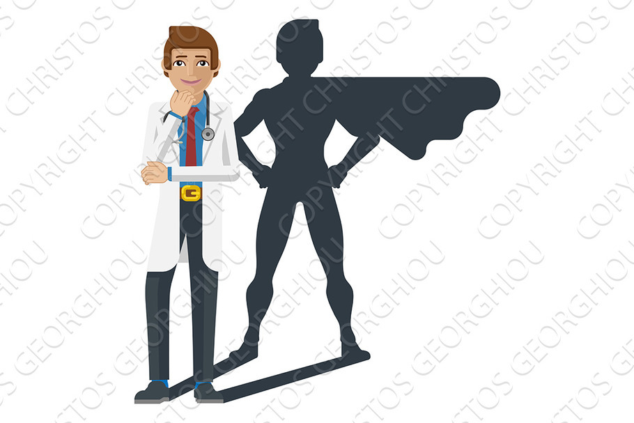 Young Medical Doctor Super Hero in Illustrations - product preview 8