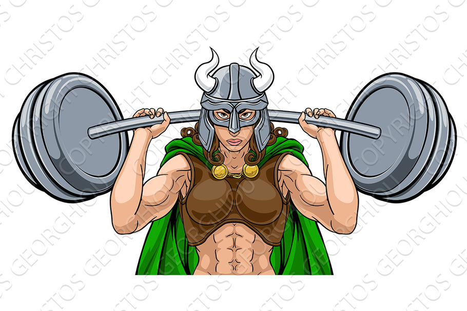 Viking Warrior Woman Weightlifter in Illustrations - product preview 8