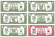 Halloween Money Banknotes Vector Set