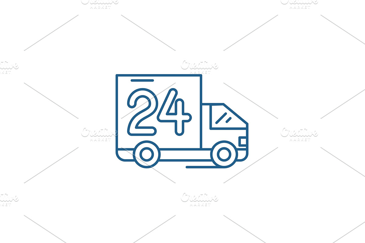 24 hours delivery line concept icon in Objects - product preview 8