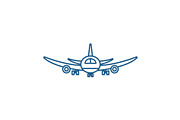 Airplane flight line icon concept
