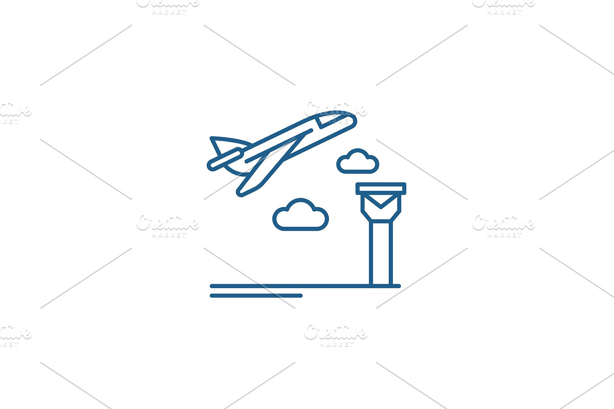 Airport line icon concept. Airport in Illustrations - product preview 8