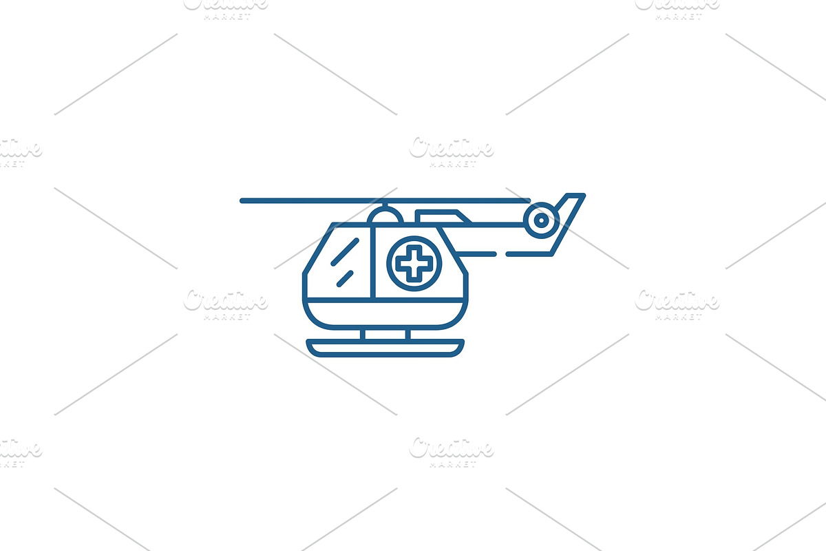 Ambulance helicopter line icon in Objects - product preview 8
