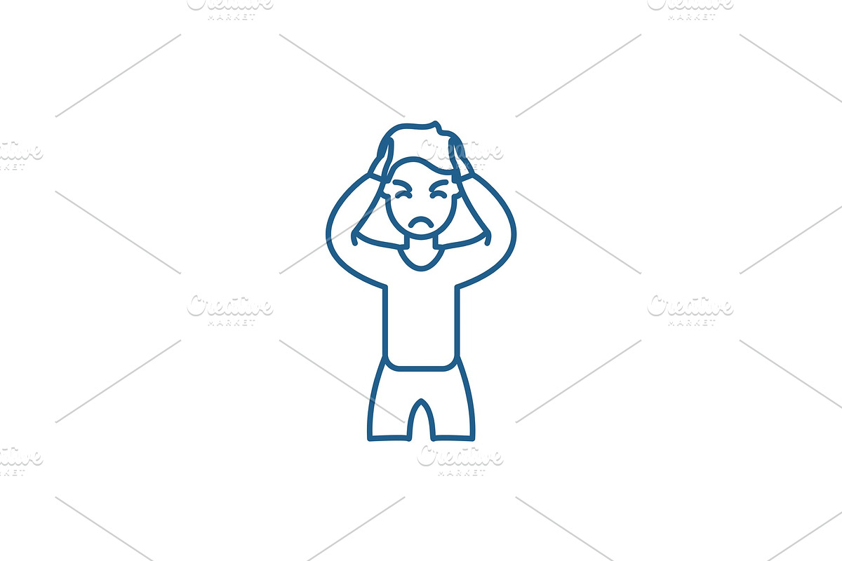 Anxiety line icon concept. Anxiety in Illustrations - product preview 8