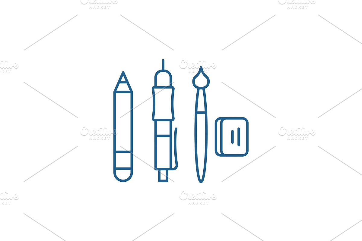 Artist tools line icon concept in Illustrations - product preview 8