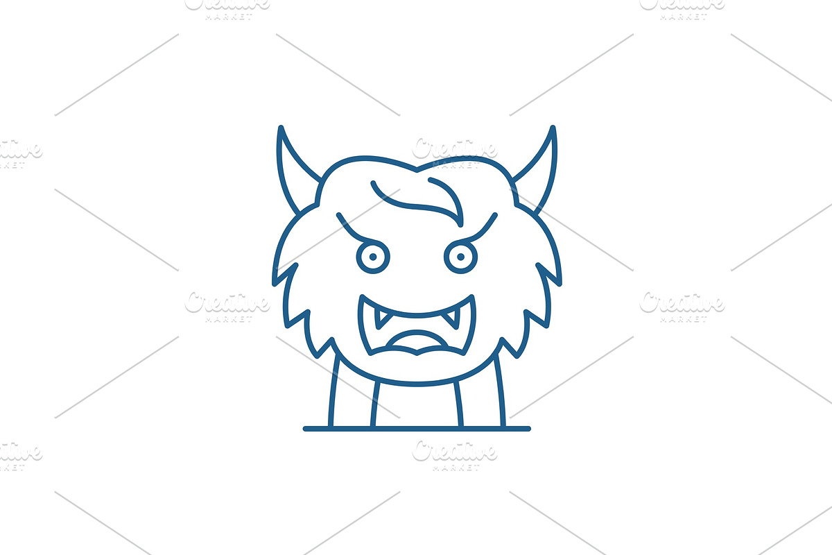 Asian monster line icon concept in Illustrations - product preview 8