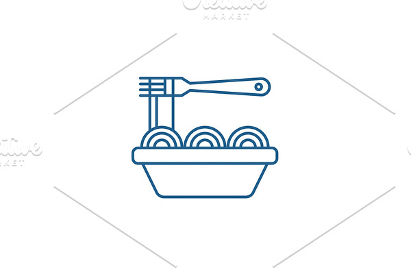 Asian noodles line icon concept