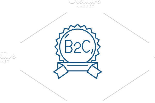 B2c line icon concept. B2c flat
