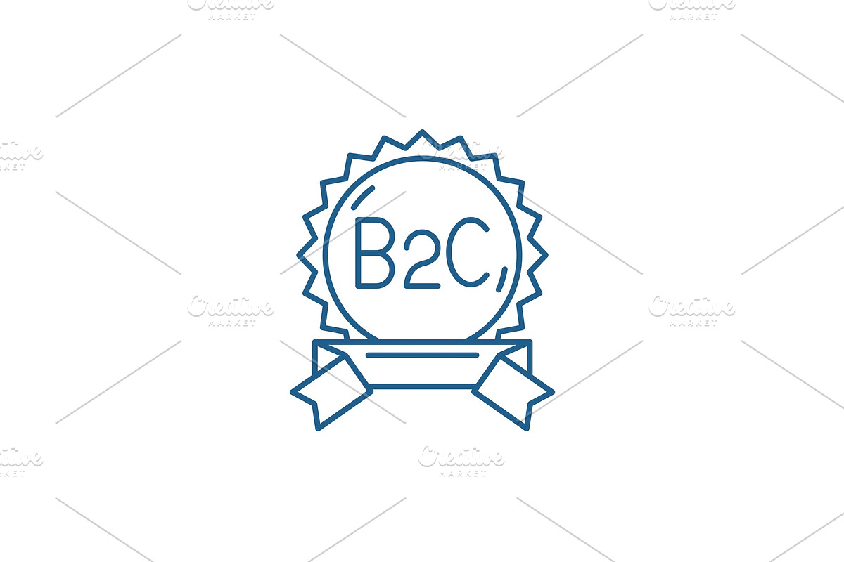 B2c line icon concept. B2c flat in Illustrations - product preview 8