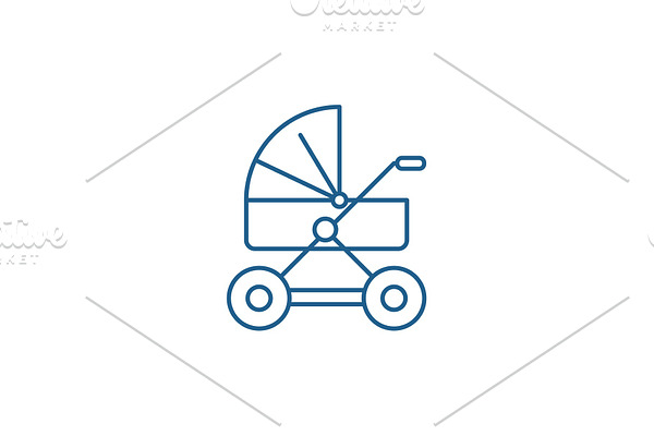 Baby stroller line icon concept