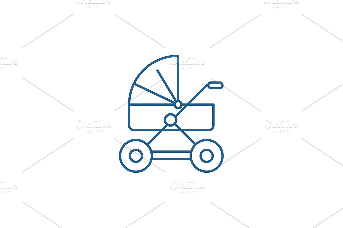 Baby stroller line icon concept in Illustrations - product preview 8