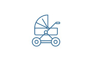 Baby stroller line icon concept