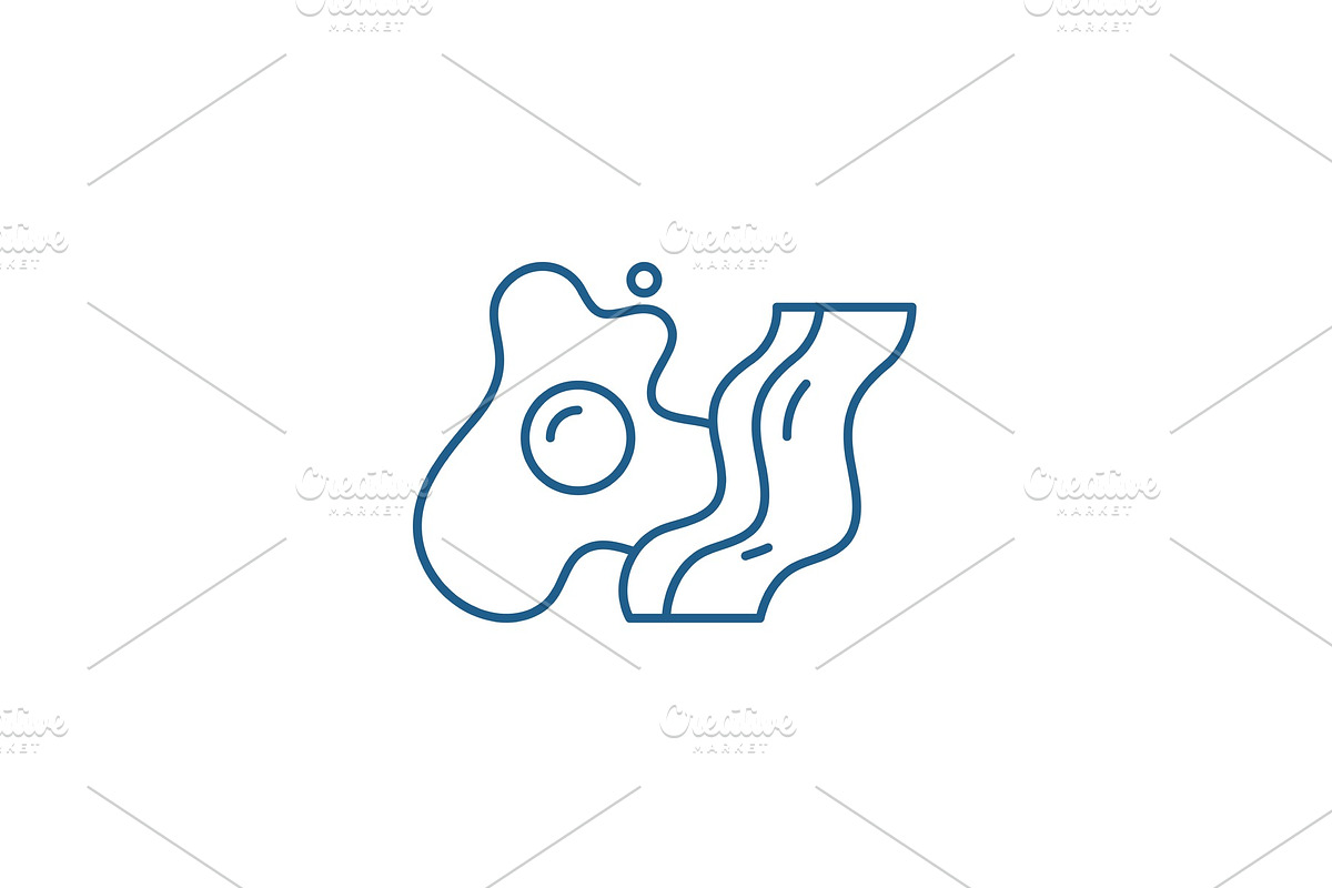 Bacon and eggs line icon concept in Illustrations - product preview 8