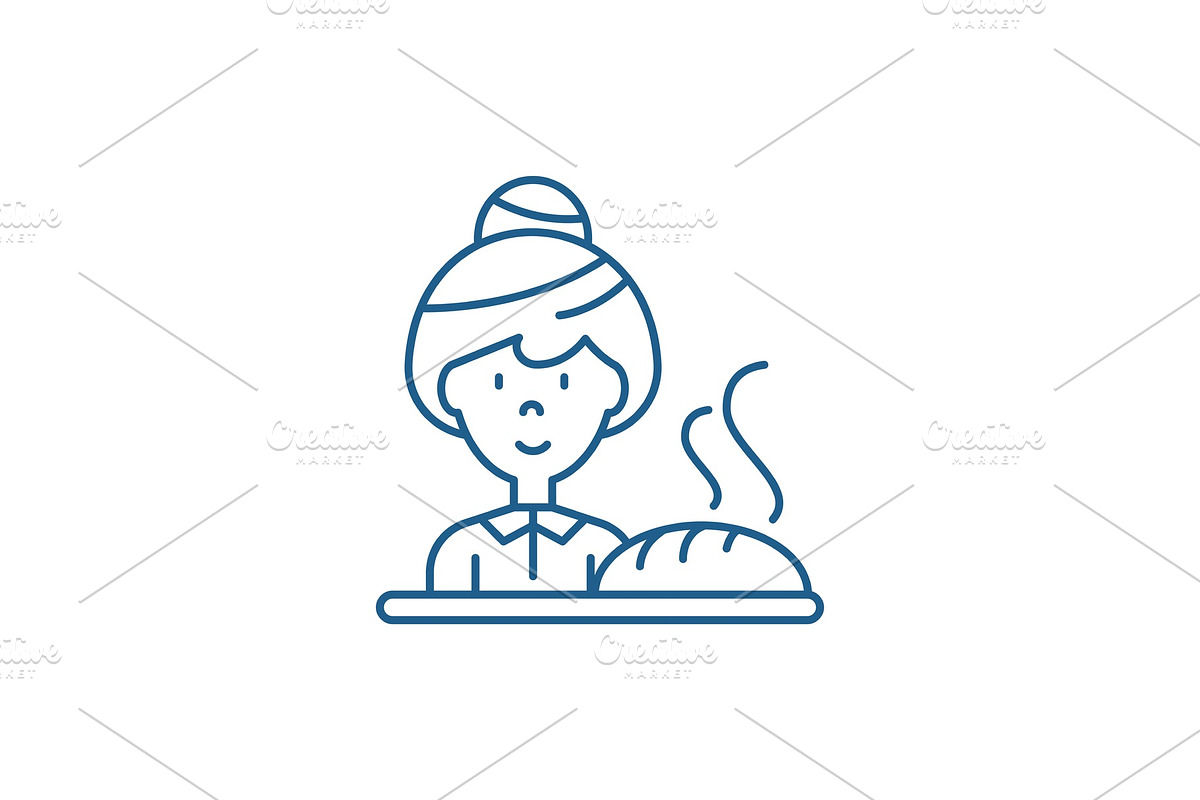 Baking bread line icon concept in Illustrations - product preview 8
