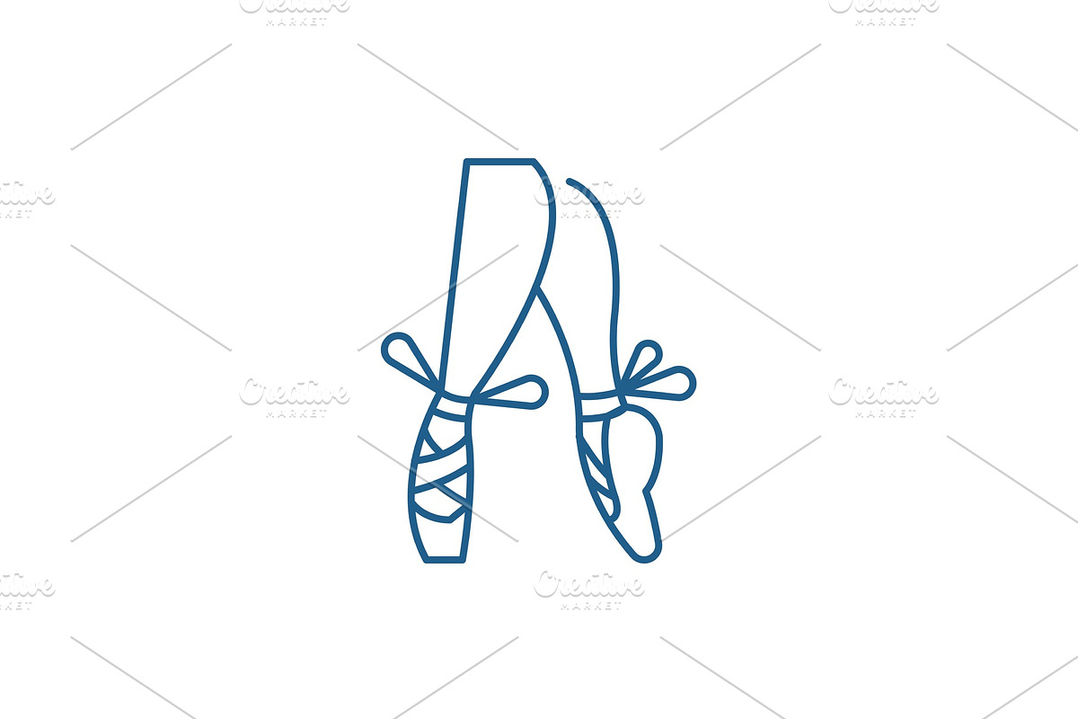 Ballet pointe shoes line icon in Illustrations - product preview 8