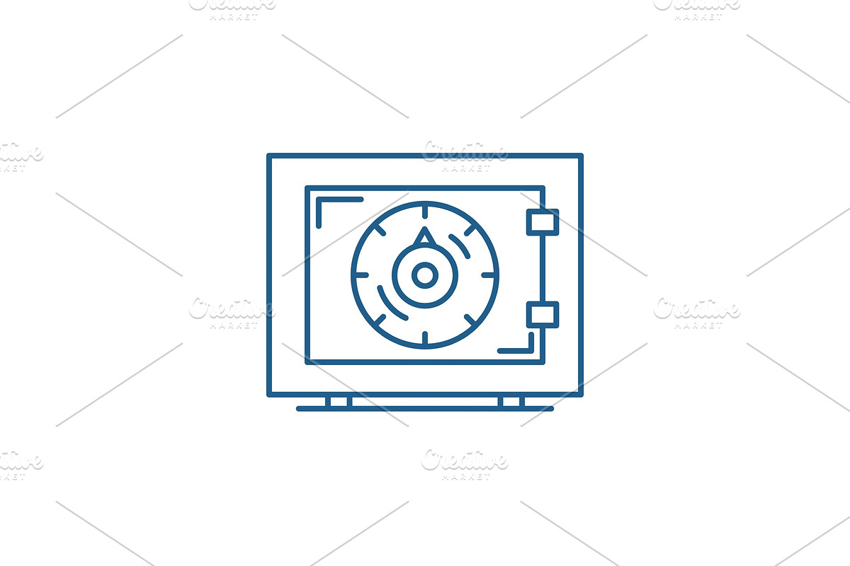 Bank money safe line icon concept in Illustrations - product preview 8