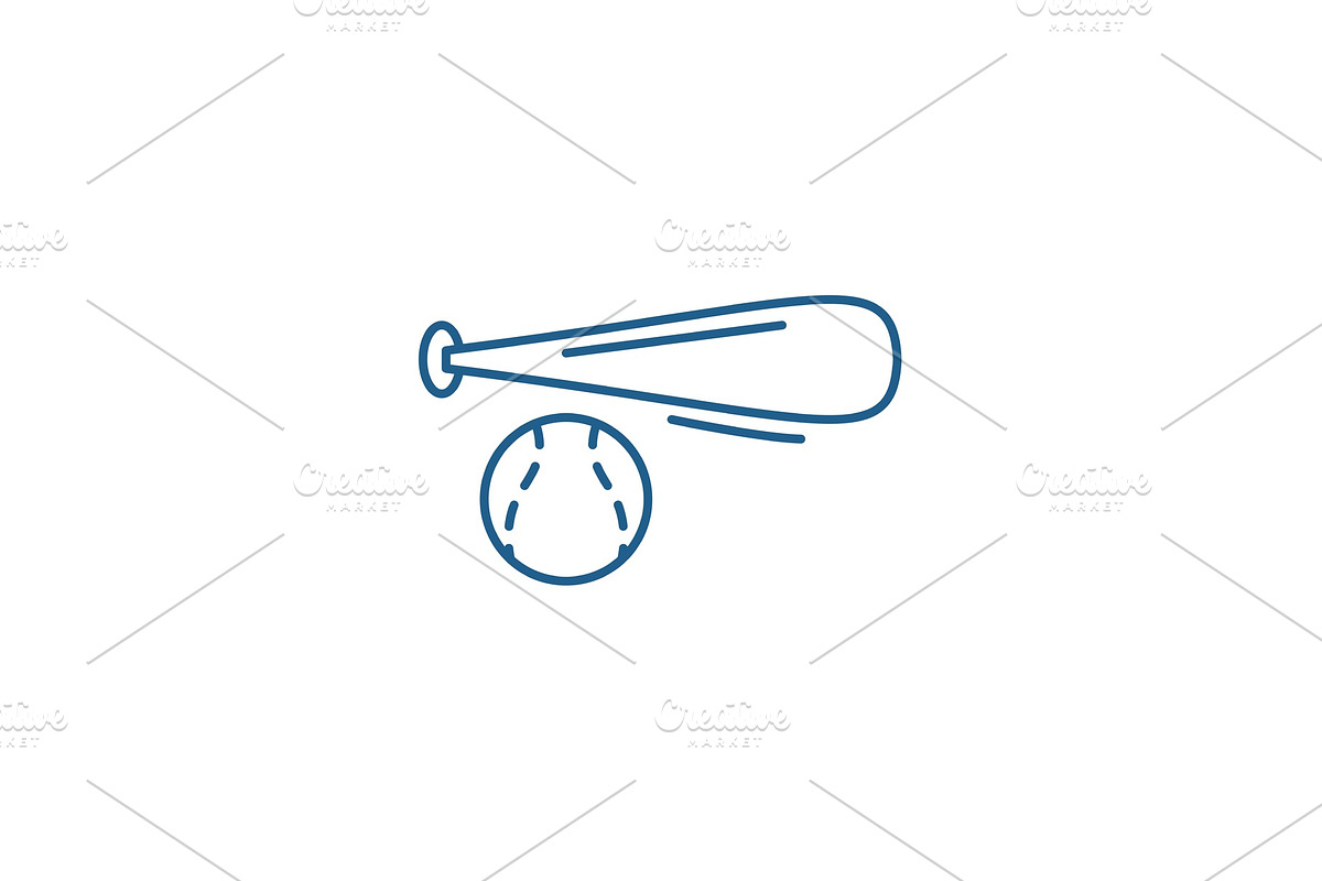 Baseball bat and ball line icon in Illustrations - product preview 8