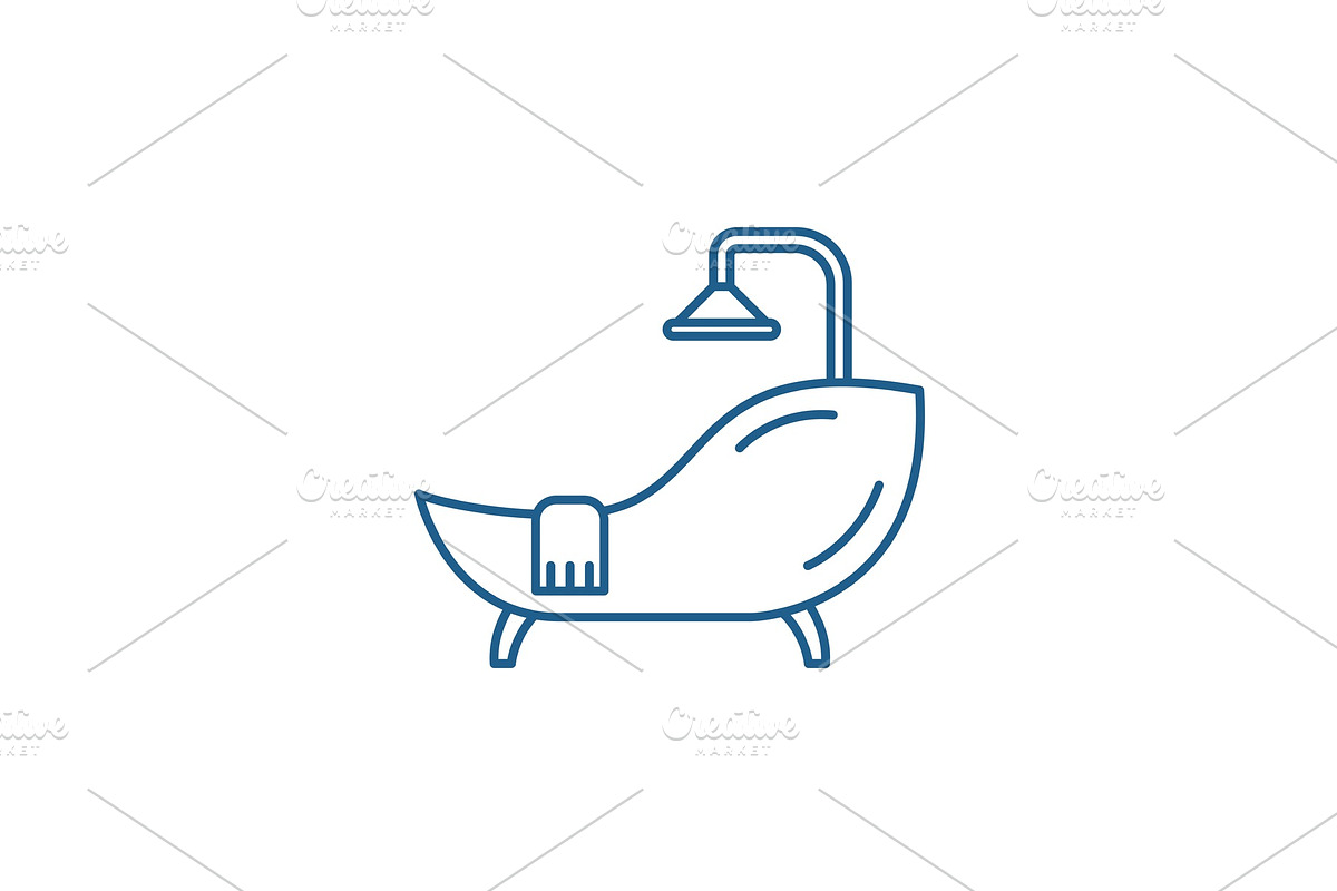 Bath line icon concept. Bath flat in Illustrations - product preview 8