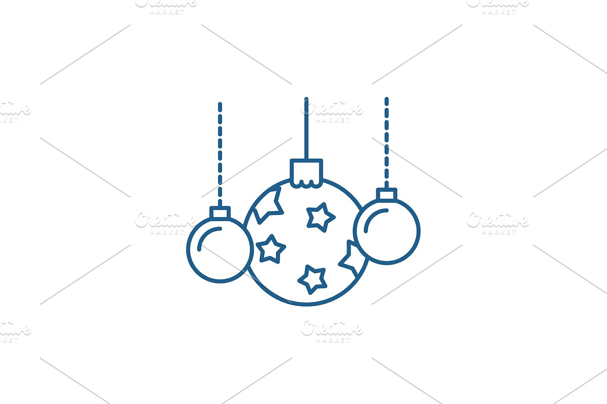 Beautiful christmas balls line icon in Objects - product preview 8