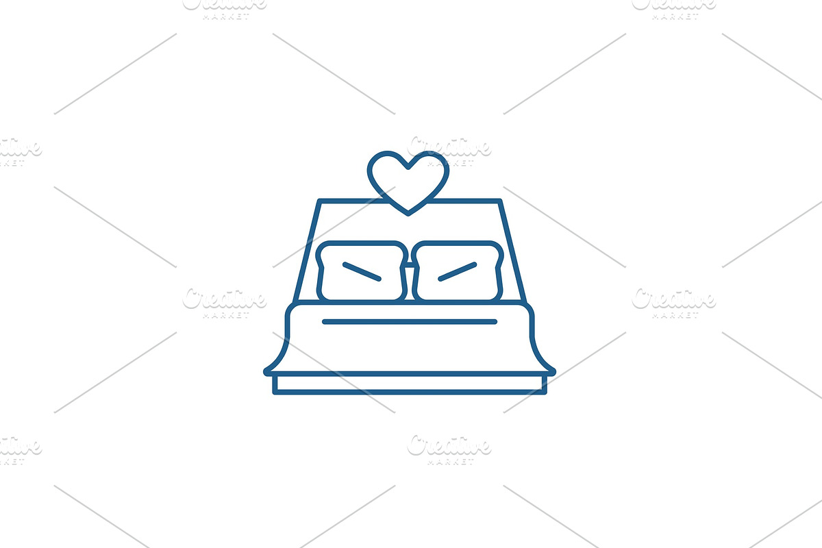 Bed newlyweds line icon concept. Bed in Illustrations - product preview 8