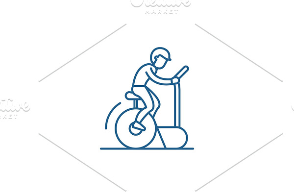 Bicycle training line icon concept
