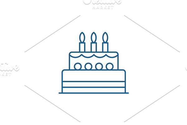 Birthday cake line icon concept
