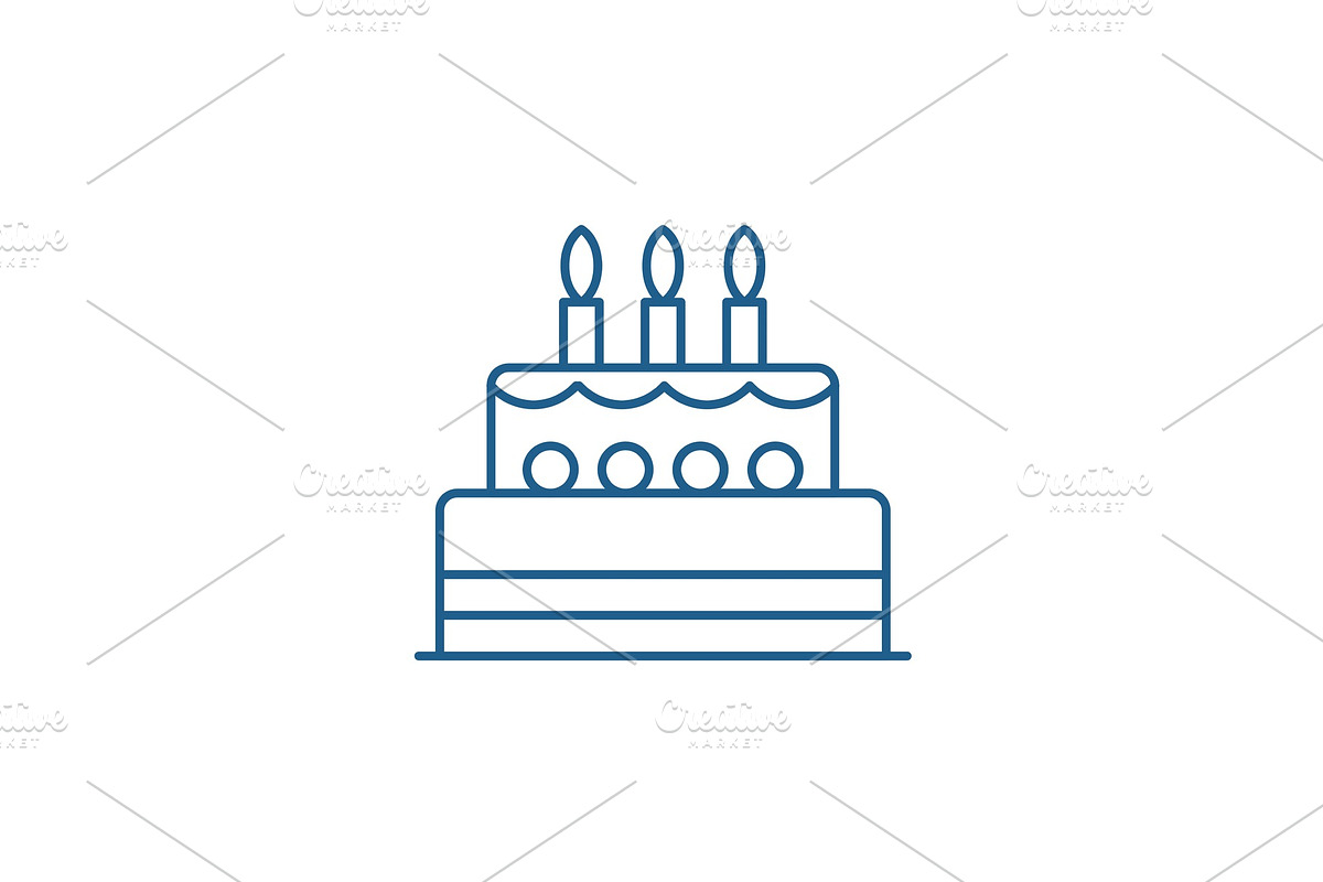 Birthday cake line icon concept in Illustrations - product preview 8