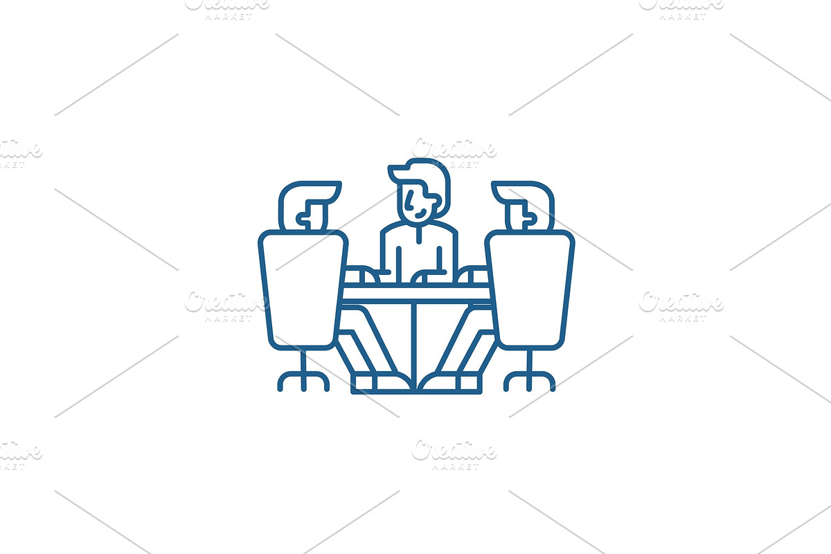 Board of directors meeting line icon in Illustrations - product preview 8