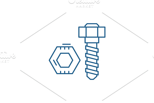Bolt and nut line icon concept. Bolt