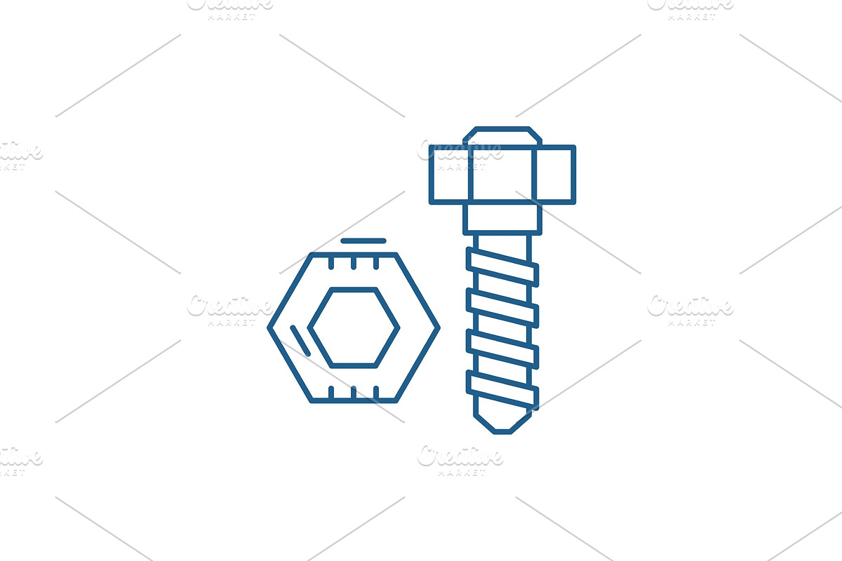 Bolt and nut line icon concept. Bolt in Illustrations - product preview 8