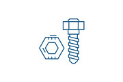 Bolt and nut line icon concept. Bolt