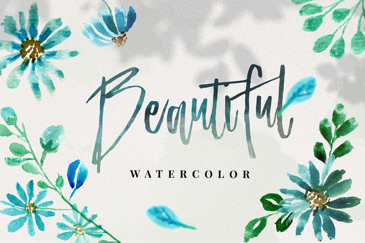 Blue Flower Watercolor in Illustrations - product preview 8