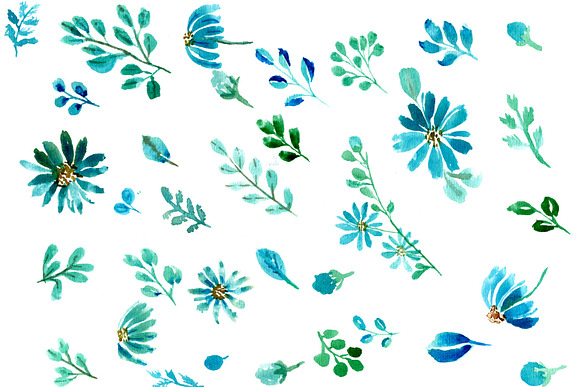Blue Flower Watercolor in Illustrations - product preview 4