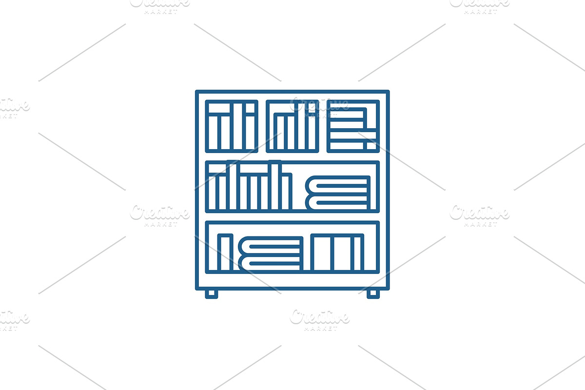 Bookcase line icon concept. Bookcase in Objects - product preview 8