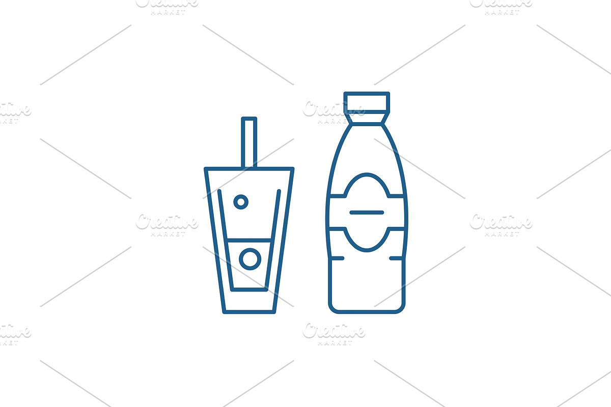 Bottle and glass of mineral water in Illustrations - product preview 8