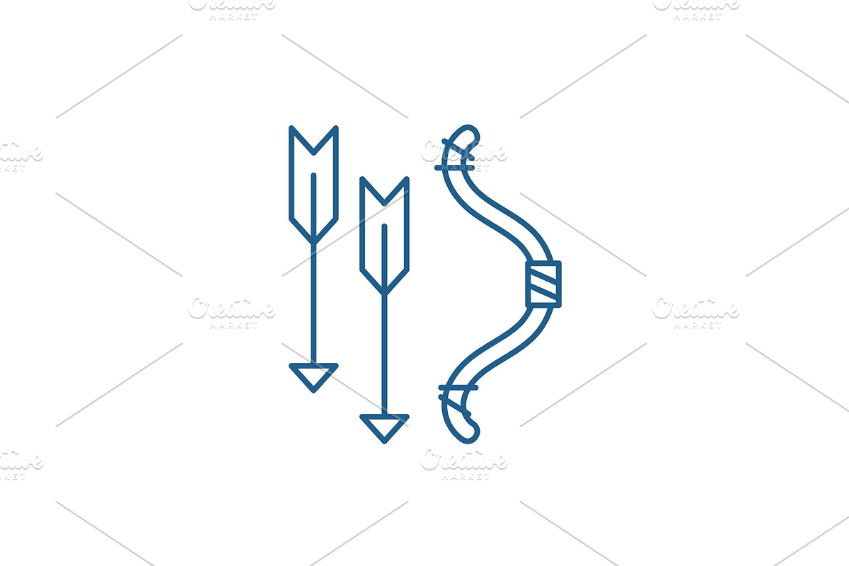 Bow and arrows line icon concept in Illustrations - product preview 8