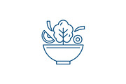 Bowl of salad line icon concept