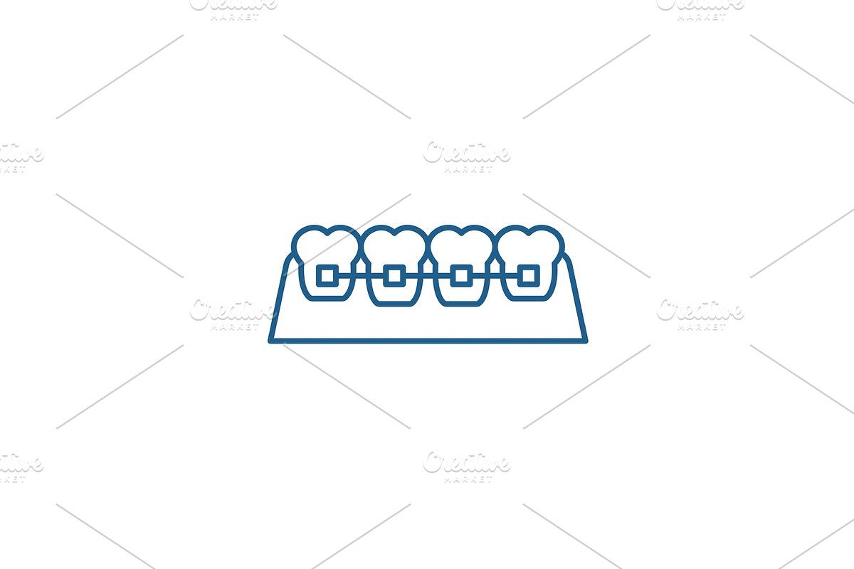 Braces line icon concept. Braces in Illustrations - product preview 8