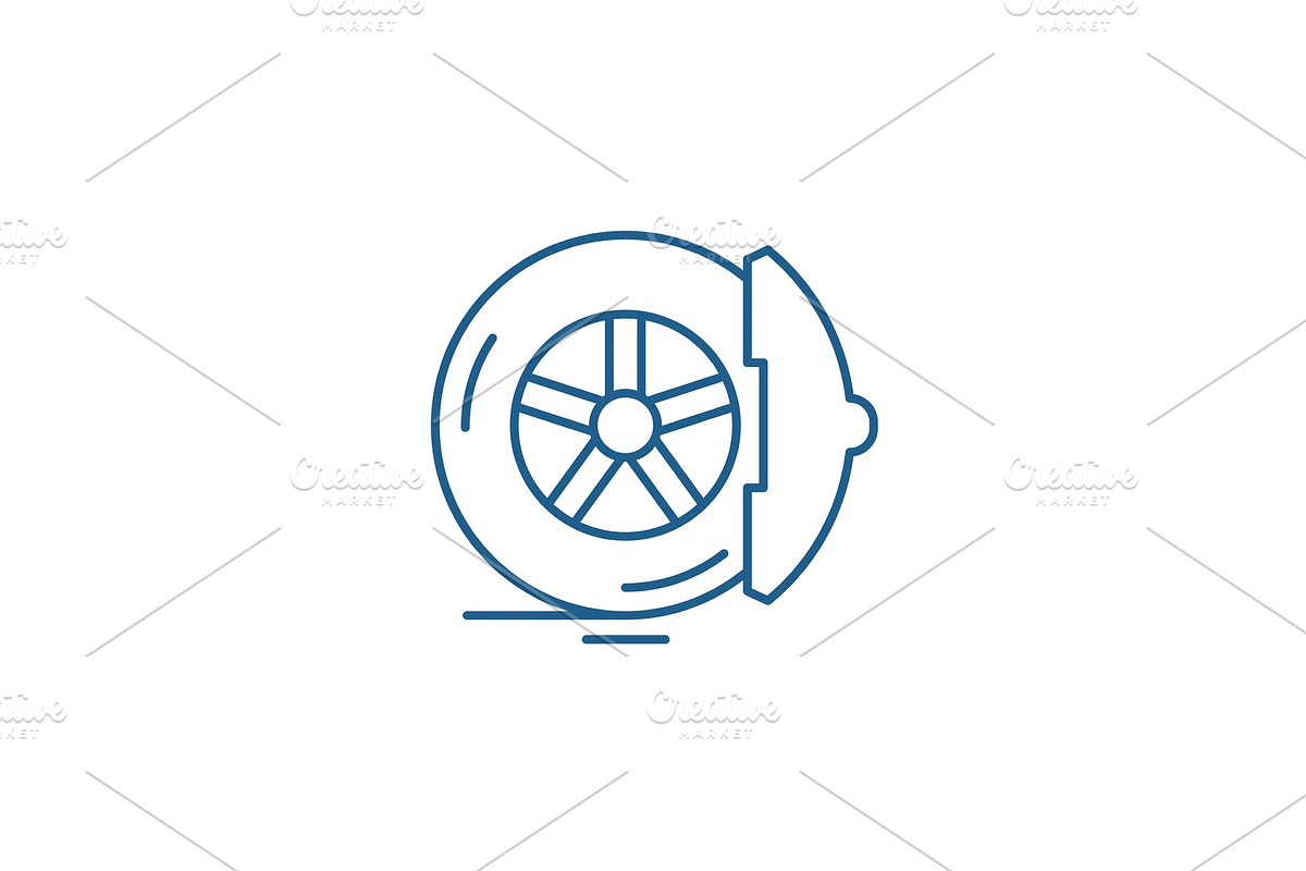 Brake pads line icon concept. Brake in Illustrations - product preview 8