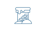 Brick chimney line icon concept