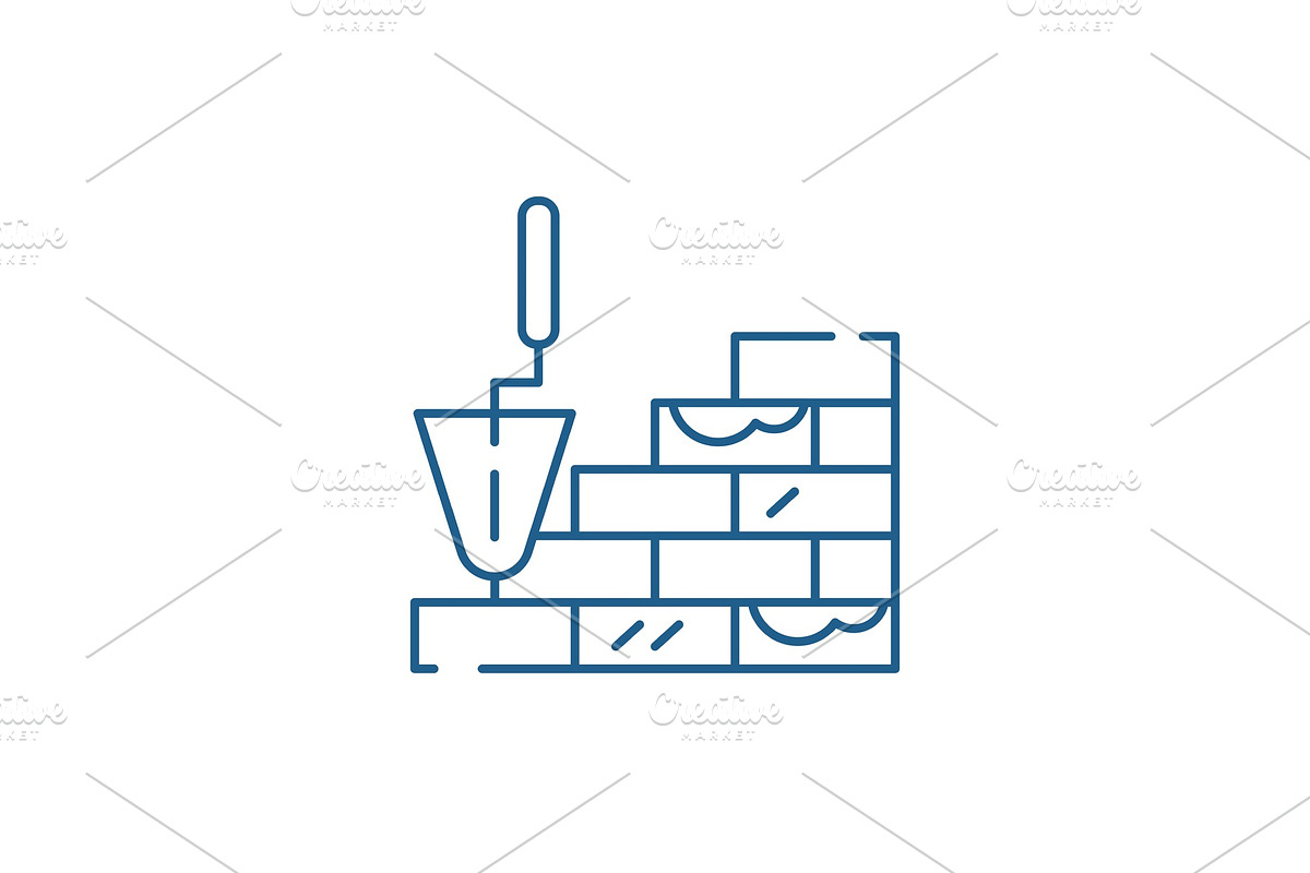 Brick laying line icon concept in Illustrations - product preview 8