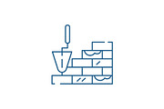 Brick laying line icon concept