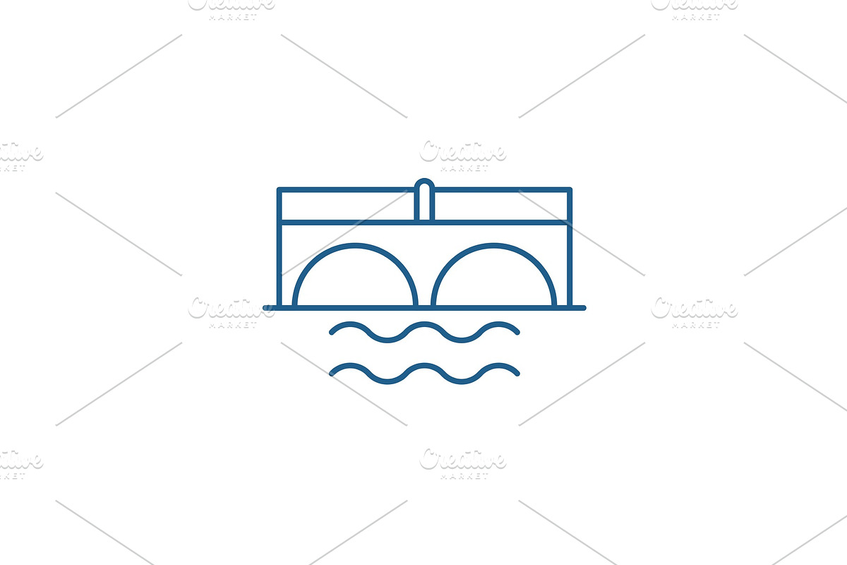 Bridge over river line icon concept in Illustrations - product preview 8
