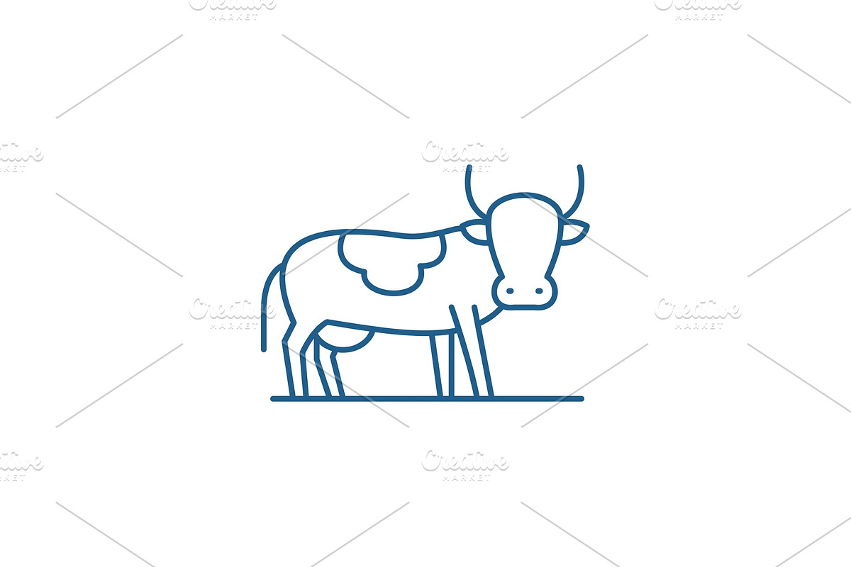 Bull line icon concept. Bull flat in Illustrations - product preview 8