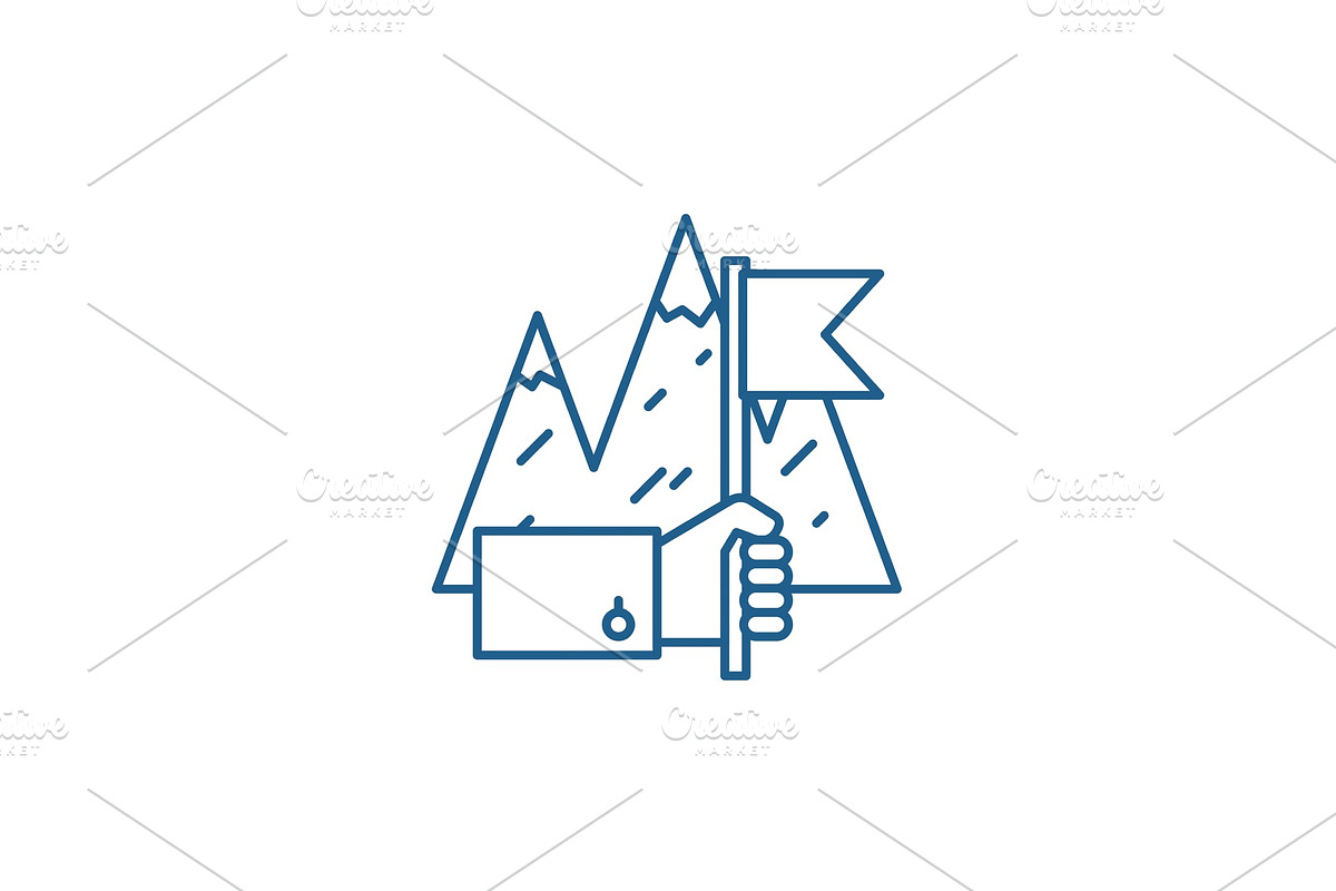 Business achievement line icon in Illustrations - product preview 8