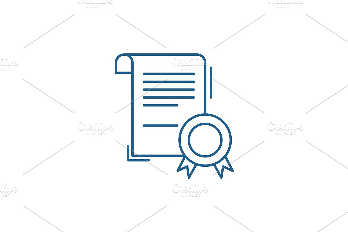 Business certificate line icon in Illustrations - product preview 8