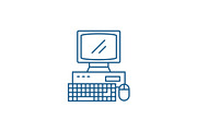 Business laptop line icon concept