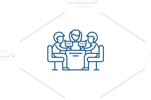 Business meeting line icon concept